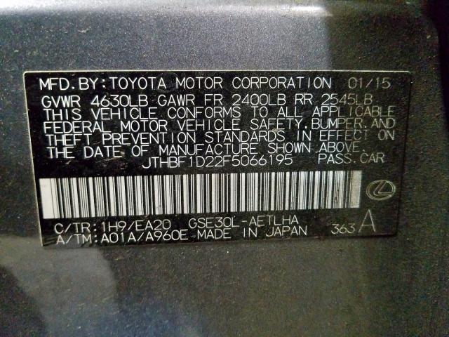 JTHBF1D22F5066195 - 2015 LEXUS IS 250  photo 10