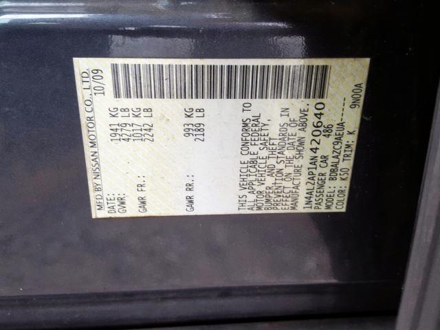 1N4AL2AP1AN420640 - 2010 NISSAN ALTIMA BASE  photo 10