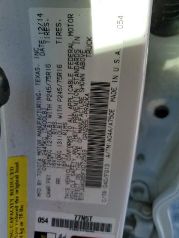 5TFJU4GN5FX072569 - 2015 TOYOTA TACOMA DOUBLE CAB PRERUNNER WHITE photo 12