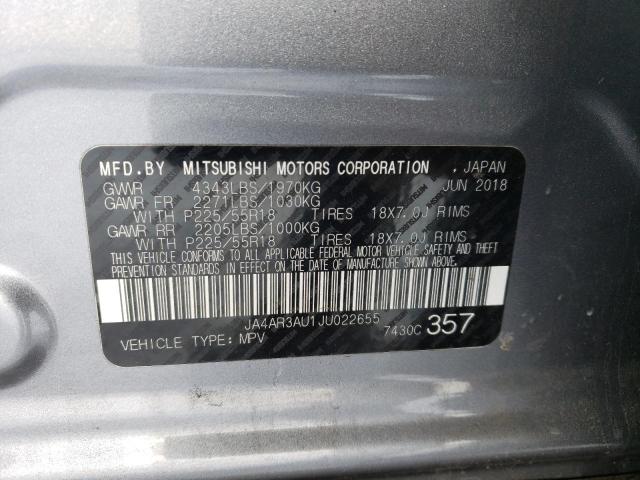 JA4AR3AU1JU022655 - 2018 MITSUBISHI OUTLANDER ES GRAY photo 14