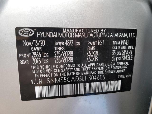 5NMS5CAD5LH304605 - 2020 HYUNDAI SANTA FE LIMITED SILVER photo 12