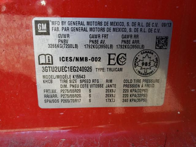 3GTU2UEC1EG240926 - 2014 GMC SIERRA K1500 SLE RED photo 13