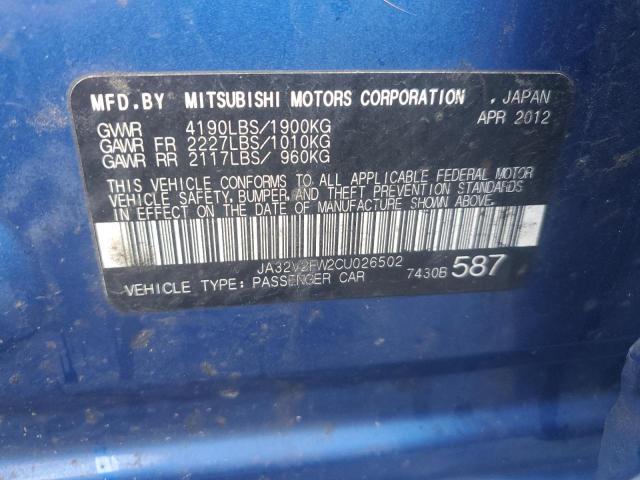 JA32V2FW2CU026502 - 2012 MITSUBISHI LANCER SE BLUE photo 12