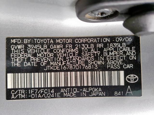 JTKDE167870176813 - 2007 TOYOTA SCION TC  ფოტო 10