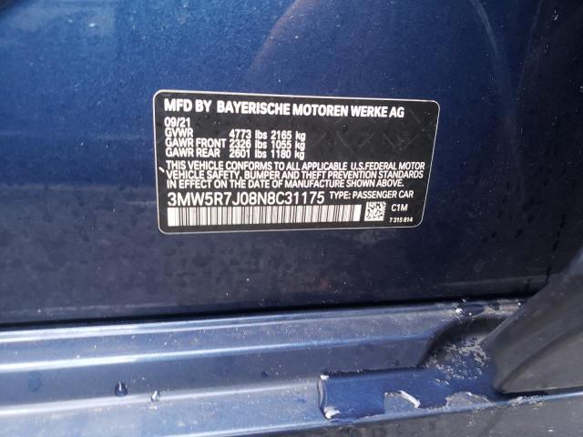 3MW5R7J08N8C31175 - 2022 BMW 330XI Mavi foto 13