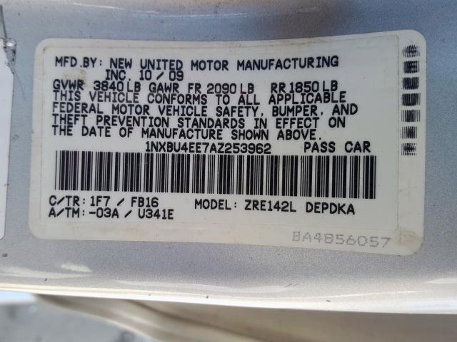 1NXBU4EE7AZ253962 - 2010 TOYOTA COROLLA BASE  照片 10