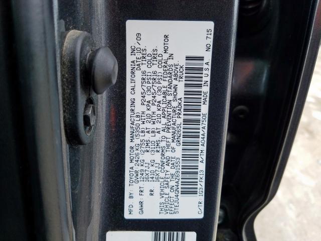 5TEJU4GN4AZ691553 - 2010 TOYOTA TACOMA DOUBLE CAB PRERUNNER  photo 10