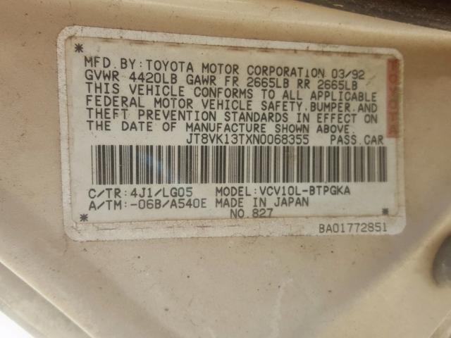 JT8VK13TXN0068355 - 1992 LEXUS ES 300  photo 10