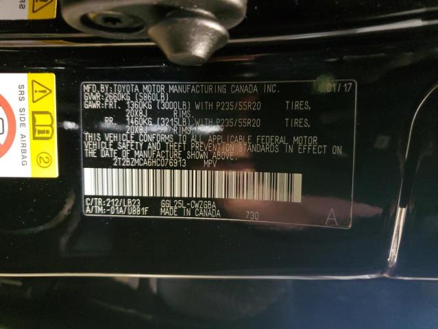 2T2BZMCA6HC076913 - 2017 LEXUS RX 350 BASE BLACK photo 13