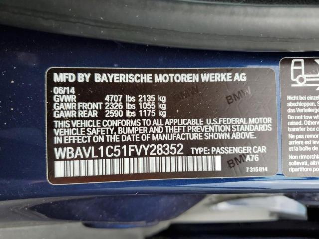 WBAVL1C51FVY28352 - 2015 BMW X1 XDRIVE28I BLUE photo 12