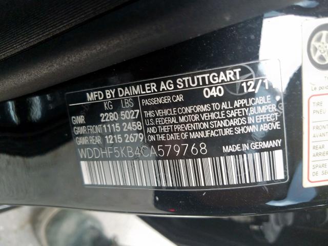 WDDHF5KB4CA579768 - 2012 MERCEDES-BENZ E 350  photo 10