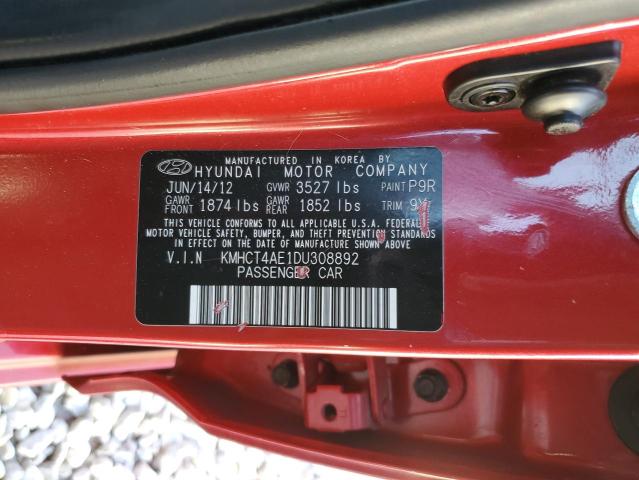 KMHCT4AE1DU308892 - 2013 HYUNDAI ACCENT GLS RED photo 13