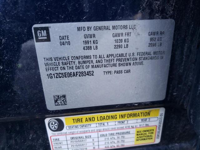 1G1ZC5E06AF283452 - 2010 CHEVROLET MALIBU 1LT BLUE photo 10