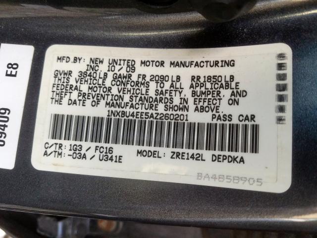 1NXBU4EE5AZ260201 - 2010 TOYOTA COROLLA BASE  照片 10