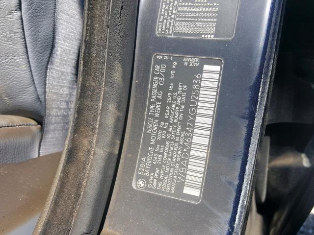 WBADM6347YGU25836 - 2000 BMW 528 I AUTOMATIC  photo 10