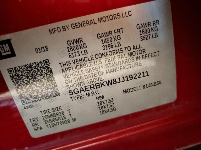 5GAERBKW8JJ192211 - 2018 BUICK ENCLAVE ESSENCE RED photo 14