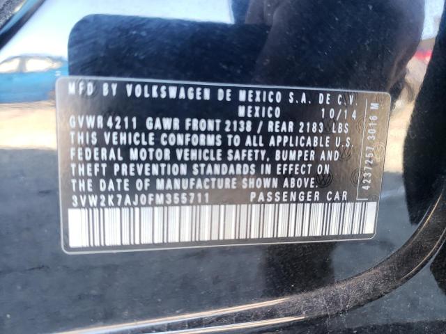 3VW2K7AJ0FM355711 - 2015 VOLKSWAGEN JETTA BASE BLACK photo 12