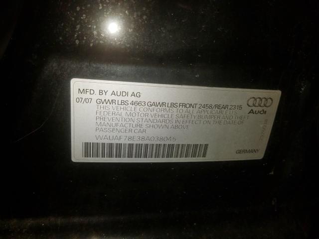 WAUAF78E38A038045 - 2008 AUDI A4 2.0T  photo 10