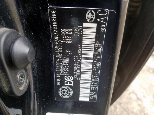 2T1BU4EE7AC399568 - 2010 TOYOTA COROLLA BASE  照片 10