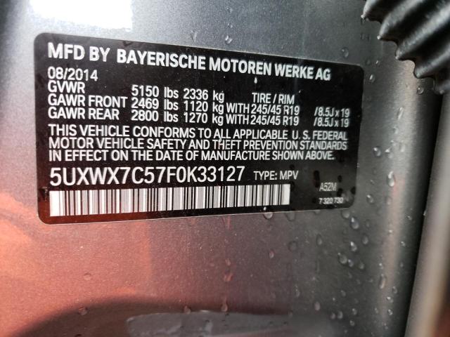 5UXWX7C57F0K33127 - 2015 BMW X3 XDRIVE35I GRAY photo 14