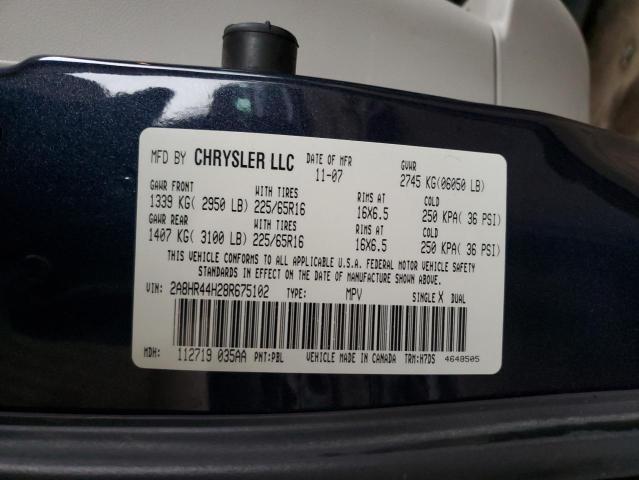 2A8HR44H28R675102 - 2008 CHRYSLER TOWN & COU LX BLUE photo 14