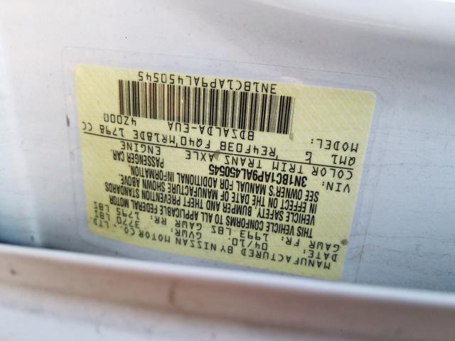 3N1BC1AP9AL450545 - 2010 NISSAN VERSA S  photo 10