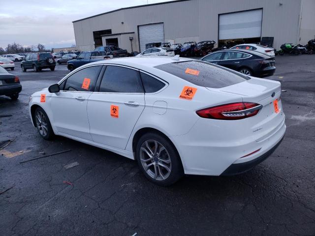 3FA6P0CD8KR109013 - 2019 FORD FUSION SEL WHITE photo 2