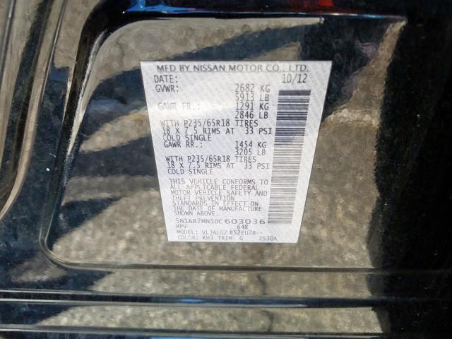 5N1AR2MN5DC603036 - 2013 NISSAN PATHFINDER S  照片 10
