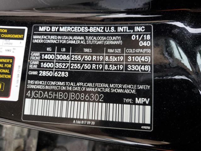 4JGDA5HB0JB086302 - 2018 MERCEDES-BENZ GLE 350 4MATIC BLACK photo 13