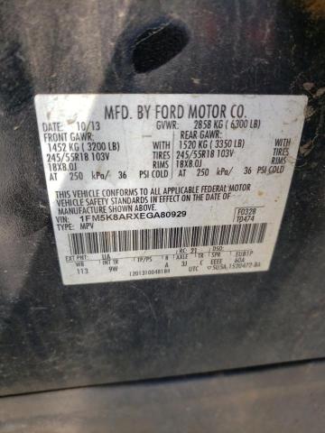 1FM5K8ARXEGA80929 - 2014 FORD EXPLORER POLICE INTERCEPTOR Schwarz Foto 10