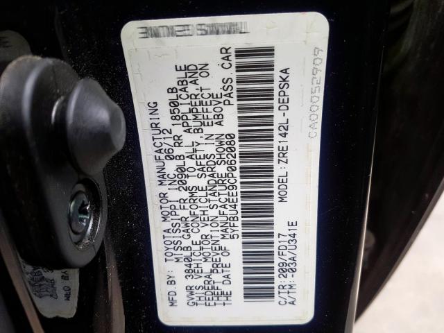 5YFBU4EE9CP062080 - 2012 TOYOTA COROLLA BASE  صورة 10