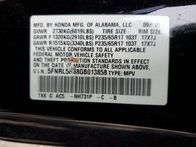 5FNRL5H38GB013858 - 2016 HONDA ODYSSEY SE BLACK photo 13