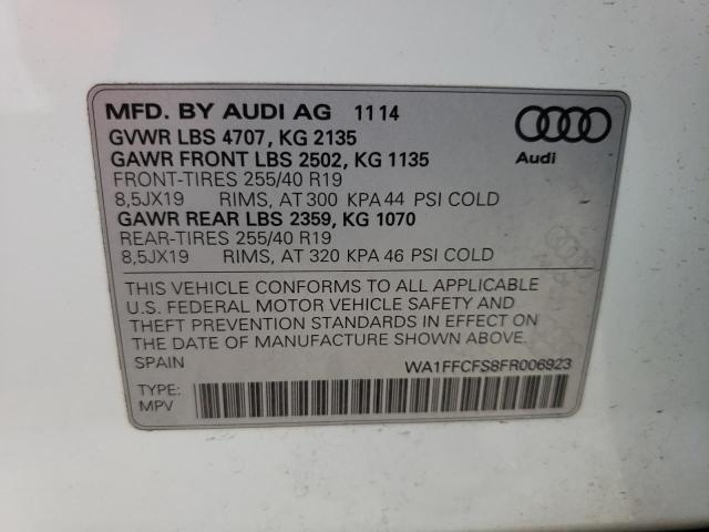 WA1FFCFS8FR006923 - 2015 AUDI Q3 PRESTIGE WHITE photo 13