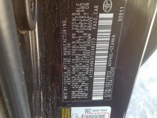 4T1BE46KX7U548273 - 2007 TOYOTA CAMRY CE  photo 10