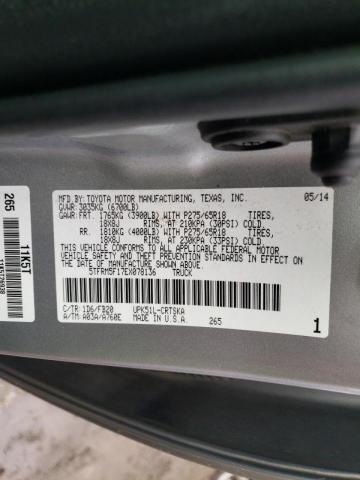 5TFRM5F17EX078136 - 2014 TOYOTA TUNDRA DOUBLE CAB SR/SR5 SILVER photo 12