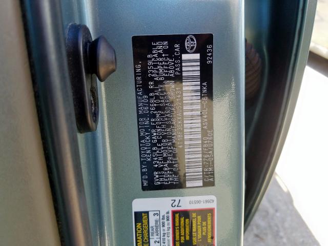 4T1BF3EKXAU521431 - 2010 TOYOTA CAMRY BASE  photo 10