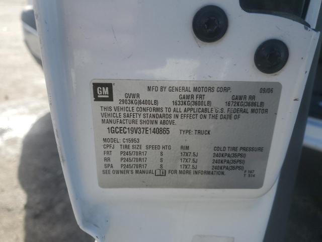 1GCEC19V37E140865 - 2007 CHEVROLET SILVERADO C1500 CLASSIC WHITE photo 12