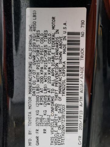 5TETX22NX7Z387003 - 2007 TOYOTA TACOMA ACCESS CAB შავი ფოტო 12