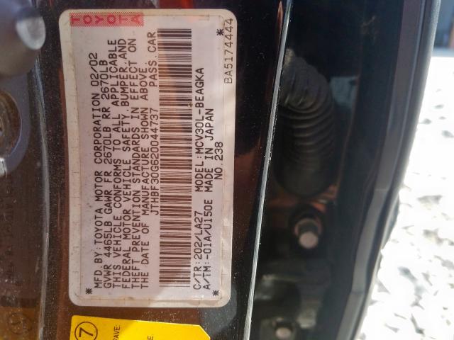 JTHBF30G620044737 - 2002 LEXUS ES 300  photo 10