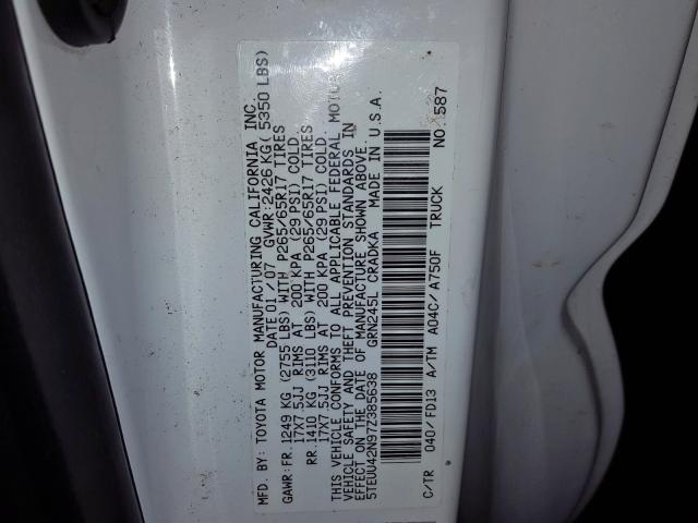 5TEUU42N97Z385638 - 2007 TOYOTA TACOMA ACCESS CAB  ფოტო 10