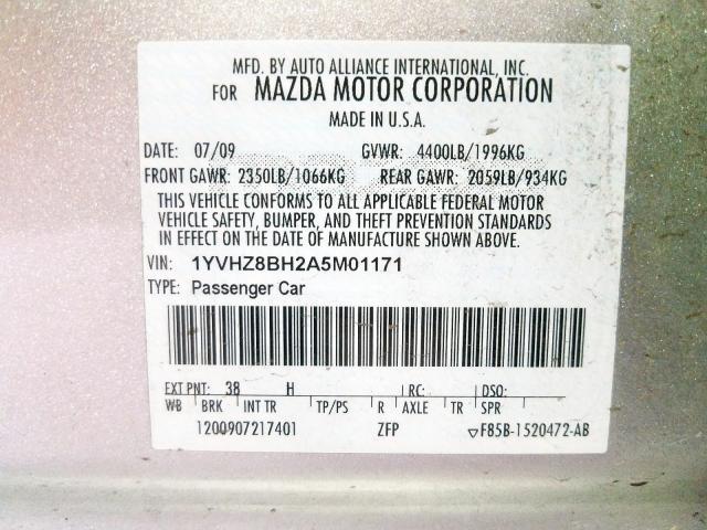 1YVHZ8BH2A5M01171 - 2010 MAZDA 6 I  photo 10