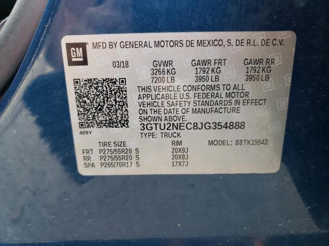 3GTU2NEC8JG354888 - 2018 GMC SIERRA K1500 SLT BLUE photo 12