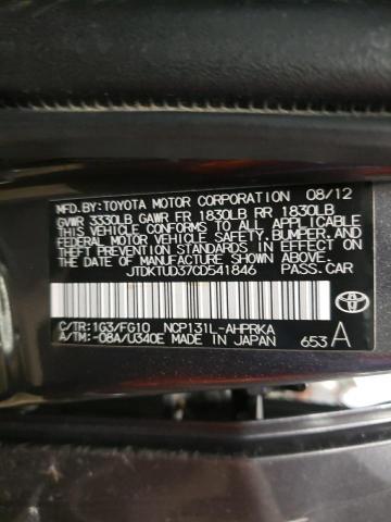 JTDKTUD37CD541846 - 2012 TOYOTA YARIS GRAY photo 13