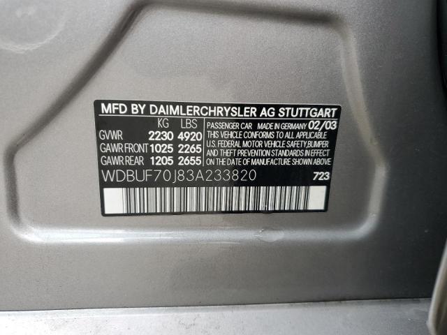 WDBUF70J83A233820 - 2003 MERCEDES-BENZ E 500 SILVER photo 13