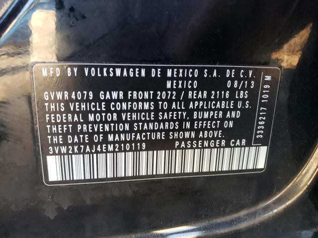 3VW2K7AJ4EM210119 - 2014 VOLKSWAGEN JETTA BASE 黑色 照片 13