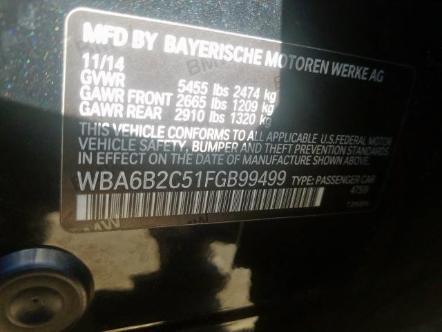 WBA6B2C51FGB99499 - 2015 BMW 650 I GRAN COUPE  photo 10