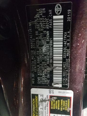 4T1BK1EB6DU016961 - 2013 TOYOTA AVALON BASE 勃艮第红 照片 13