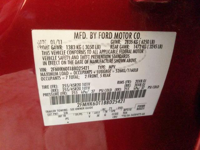 2FMHK6DT1BBD25421 - 2011 FORD FLEX LIMITED  photo 10