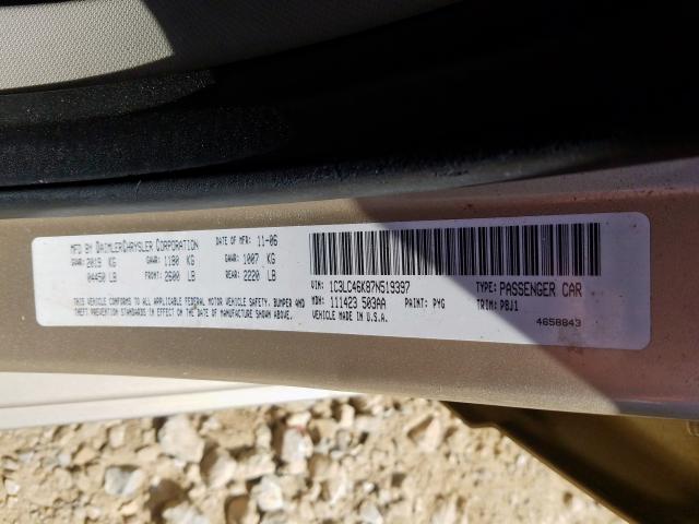 1C3LC46K87N519397 - 2007 CHRYSLER SEBRING  photo 10