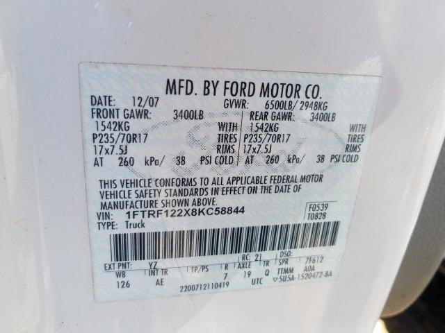 1FTRF122X8KC58844 - 2008 FORD F150  photo 10